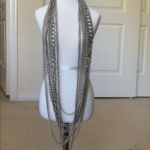 Women’s Multi-Layered Silver Chained Necklace